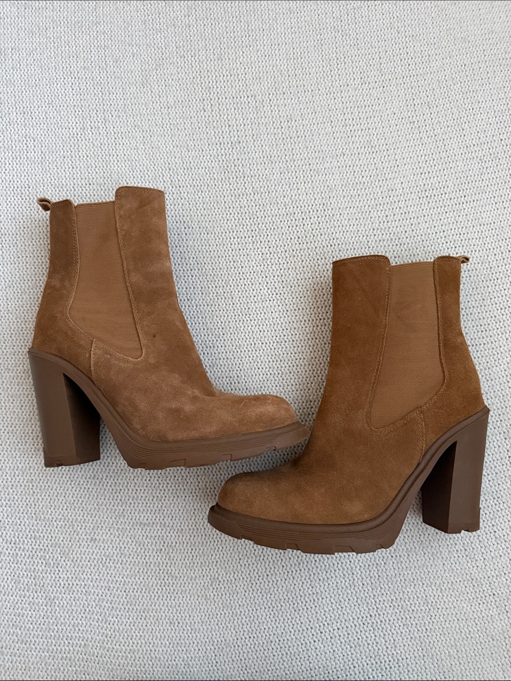 Nine West Ream 2 Chelsea Suede Heeled Boots Brown Size 8.5